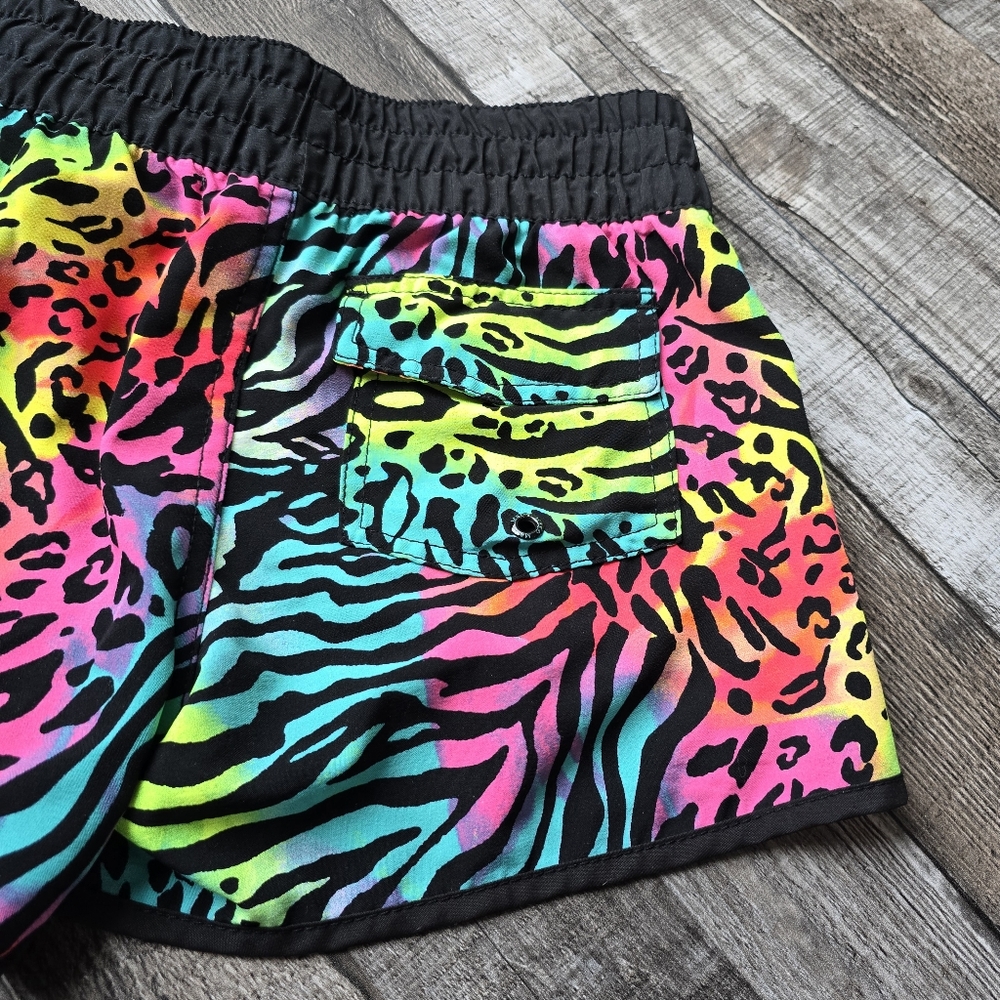 M4EO Made For Each Other Multicolor Zebra Fluorescent Summer Shorts Womens Med - Picture 5 of 9